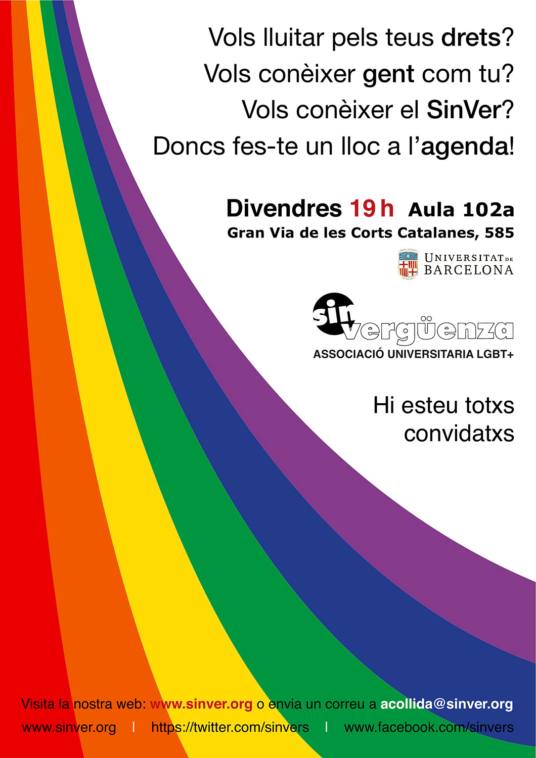 Cartell per a donar a conèixer l'associació, LGBT+, Sin Vegüenza (illustrator).